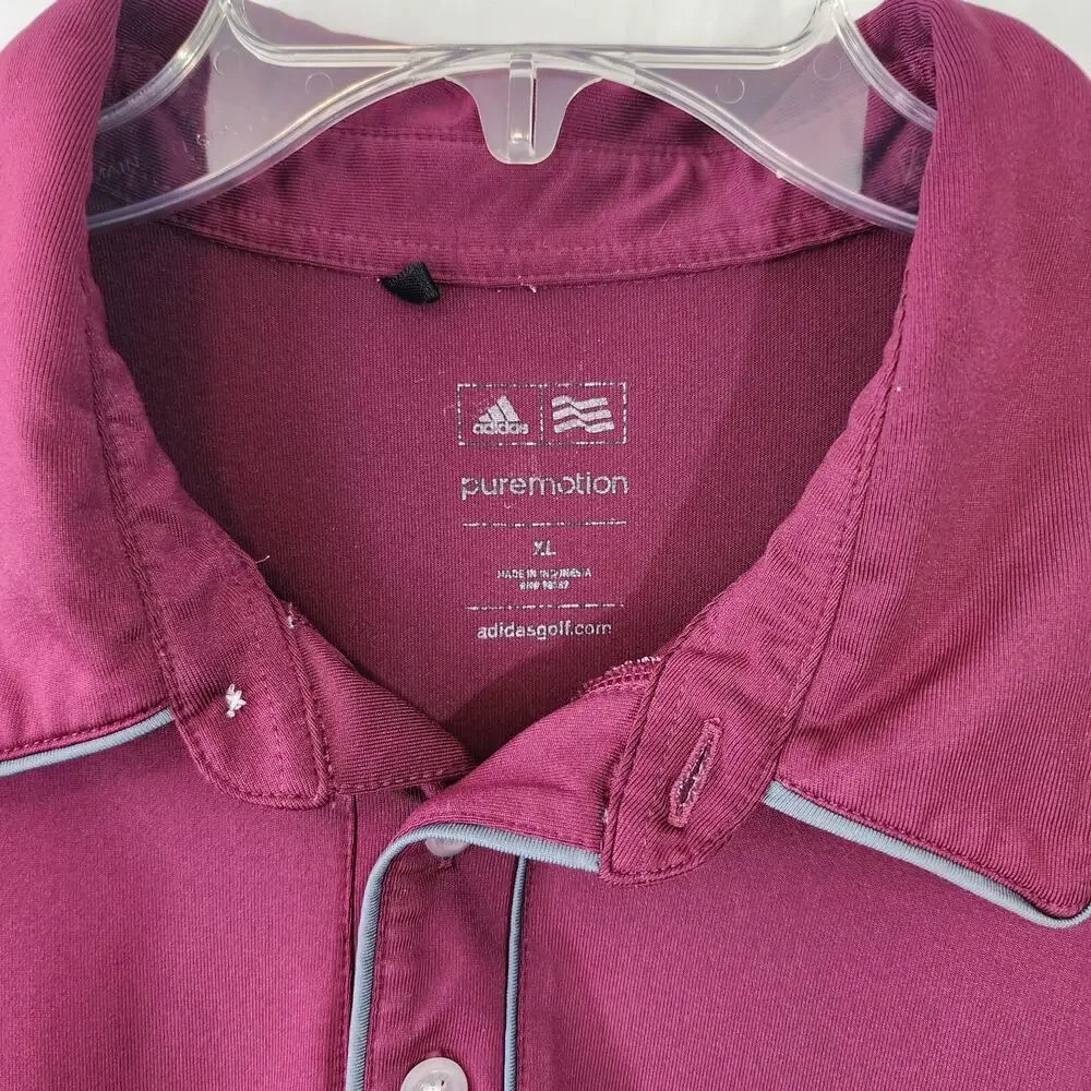 Adidas Pure Motion Men's Athletic Golf Short Sleeves Polo Shirt Maroon Size XL